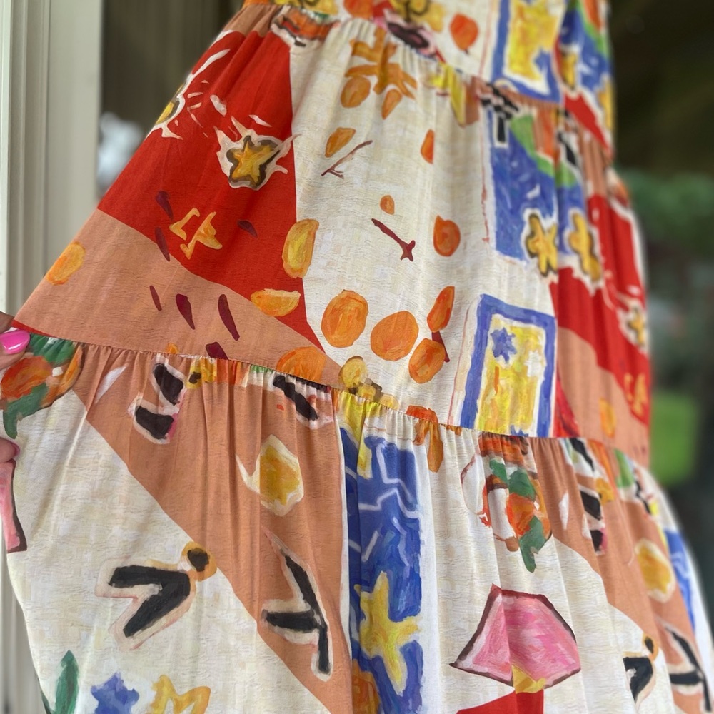 JODIFL Colorful Beachy Boho Patterned Maxi Sundress NWOT “Approximate” size  Med - Picture 9 of 16